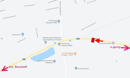 Схема рекламной плоскости по адресу Симферопольское шоссе- ул. Соборная - в р-не АЗС Motto - из центра