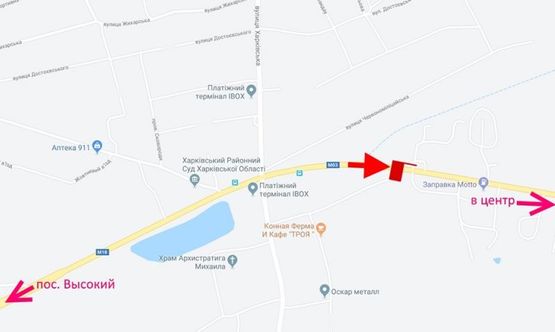 Схема рекламної площини за адресою Симферопольское шоссе- ул. Соборная - в р-не АЗС Motto -в центр