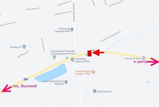 Схема рекламной плоскости по адресу Симферопольское шоссе- ул. Харьковская -поворот на Бабаи -флажок №4-из центра