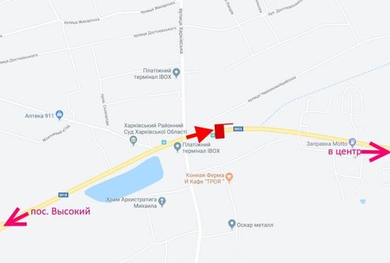 Схема рекламной плоскости по адресу Симферопольское шоссе- ул. Харьковская -поворот на Бабаи -флажок №4-в центр