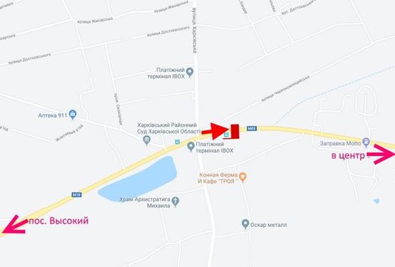 Схема рекламной плоскости по адресу Симферопольское шоссе- ул. Харьковская -поворот на Бабаи -флажок №3-в центр