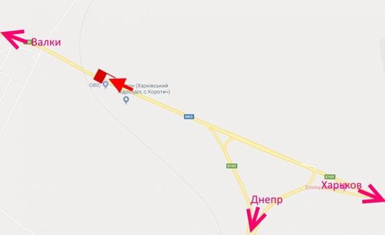Схема рекламной плоскости по адресу Трасса Киев-Харьков-461 км-возле АЗС ОВИС в р-не Люботина - в ст. Валок