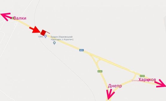 Схема рекламної площини за адресою Трасса Киев-Харьков-461 км-возле АЗС ОВИС в р-не Люботина - в ст. Харькова