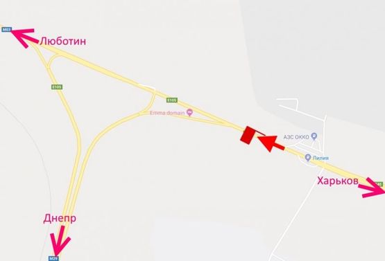 Схема рекламної площини за адресою Трасса Киев-Харьков-463 км-возле АЗС ОККО и Лилия-флажок№5-в ст. Люботина