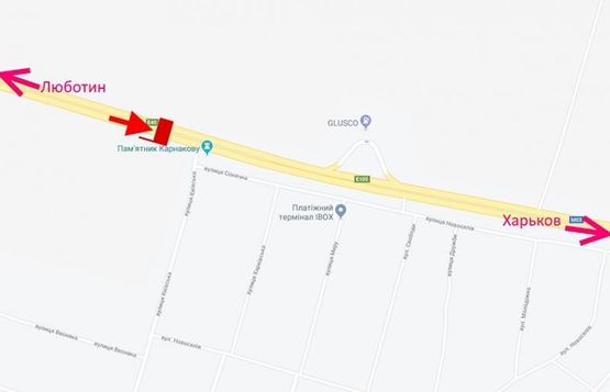 Схема рекламной плоскости по адресу Трасса Киев-Харьков-464 км-пос. Коротыч-ул. Киевская- в ст. Харькова