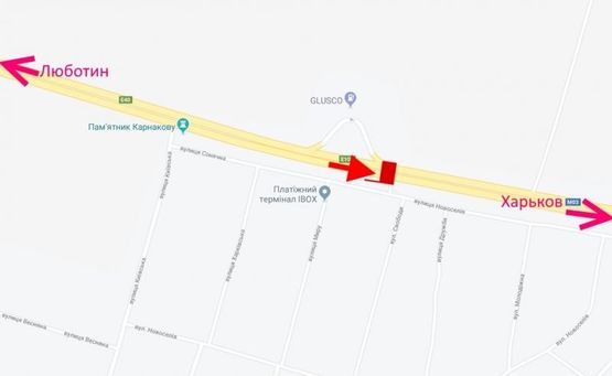 Схема рекламної площини за адресою Трасса Киев-Харьков-465 км-пос. Коротыч возле АЗС GLUSCO - в ст. Харькова