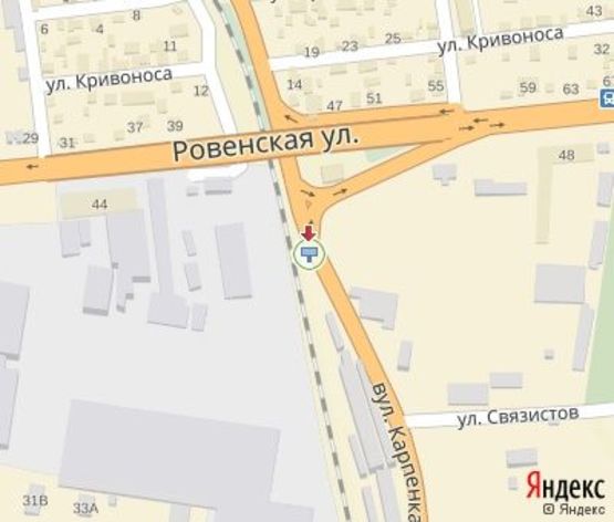 Схема рекламной плоскости по адресу Карпенко-Карого ул. 100 м. к ул.Устилужской в центр