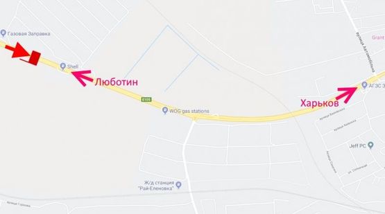 Схема рекламной плоскости по адресу Трасса Киев-Харьков-466 км- пос. Песочин -возле АЗС SHELL-в ст Харькова