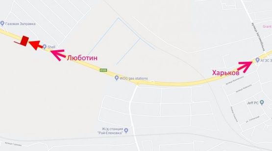Схема рекламної площини за адресою Трасса Киев-Харьков-466 км- пос. Песочин -возле АЗС SHELL- в ст. Люботина