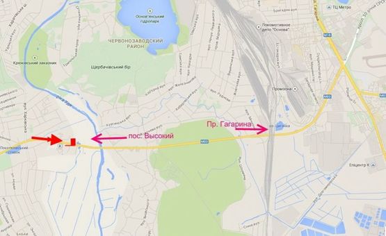 Схема рекламной плоскости по адресу Симферопольское шоссе- пос. Карачевка- в центр