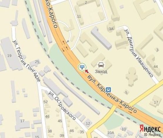 Схема рекламной плоскости по адресу Карпенко-Карого ул., (около "Митсубиси")