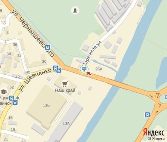 Схема рекламной плоскости по адресу Шевченко ул., (супермаркет "Наш Край Гурман", 250 м "Новая Линия")