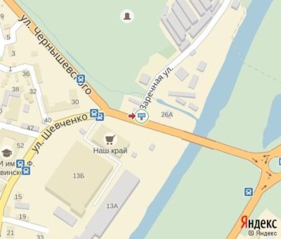 Схема рекламной плоскости по адресу Шевченко ул., (напртоив супермаркет "Наш Край")