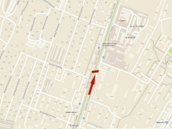 Схема рекламної площини за адресою пр-т. О. Поля вниз (Автодорожній технікум)/пр. Кирова вниз (Автодорожный техникум), поток к пр.Карла Маркса