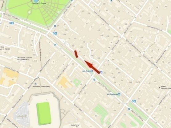 Схема рекламной плоскости по адресу вул. Святослава Хороброго – вул. Ушинського/ул. Чкалова – ул. Ушинского