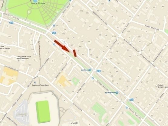 Схема рекламной плоскости по адресу вул. Святослава Хороброго – вул. Ушинського/ул. Чкалова – ул. Ушинского