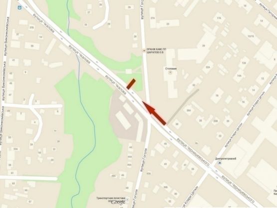 Схема рекламной плоскости по адресу вул. Гоголя - вул. Чернишевського/ул. Гоголя - ул. Чернышевского, центр, рядом ТЦ Нагорный