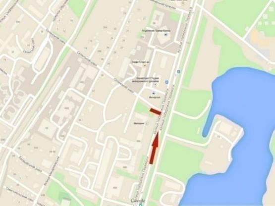 Схема рекламной плоскости по адресу вул. Наб. Перемоги, 38, (магазин "Інтертоп"), 6,2х3,2/ул. Наб. Победы, 38, (магазин "Интертоп"), 6,2х3,2, рядом Аквапарк, ТЦ КУБ