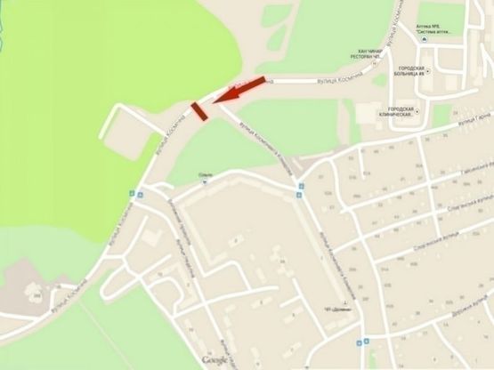 Схема рекламной плоскости по адресу вул. Космічна - вул. Космонавта Комарова/ул. Космическая - ул. Космонавта Комарова, поток движения к Запорожскому Шоссе