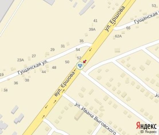 Схема рекламной плоскости по адресу Ершова ул., 54 (разделитель) в центр