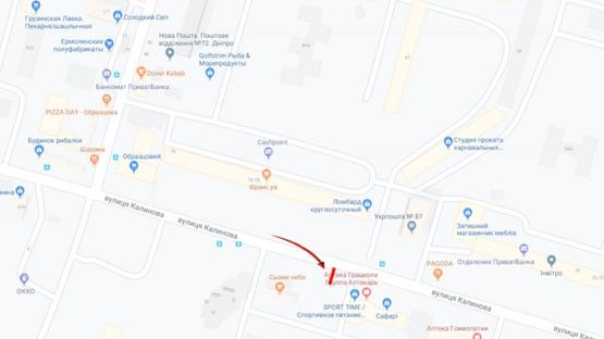 Схема рекламной плоскости по адресу вул. Калинова, Образцовий ринок/ул. Калиновая, Образцовый рынок