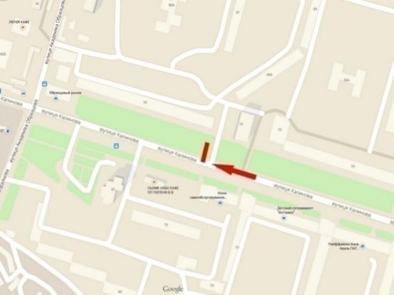 Схема рекламной плоскости по адресу вул. Калинова, 76 - автосалон "АвтоЗАЗ"/ул. Калиновая, 76 - автосалон "АвтоЗАЗ"