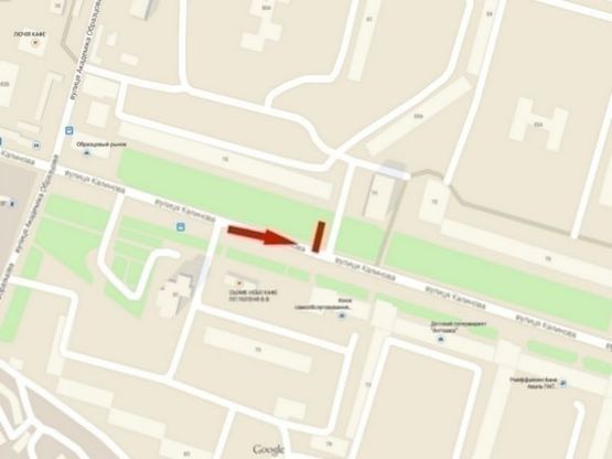 Схема рекламной плоскости по адресу вул. Калинова, 76 - автосалон "АвтоЗАЗ"/ул. Калиновая, 76 - автосалон "АвтоЗАЗ", поток движения к пр. Слобожанский