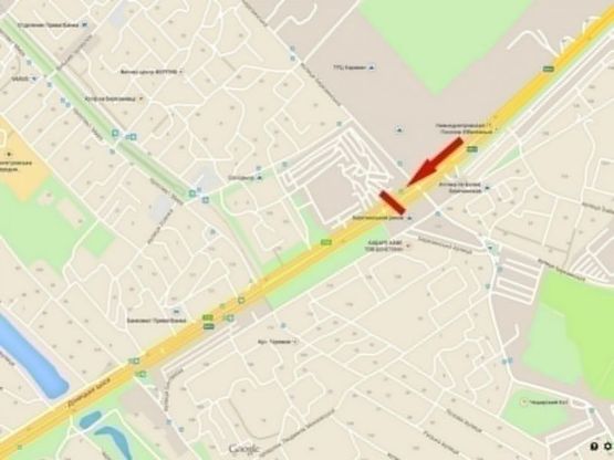 Схема рекламної площини за адресою Донецьке шосе - ринок "Березинський", в центр/Донецкое шоссе - рынок "Березинский", в центр