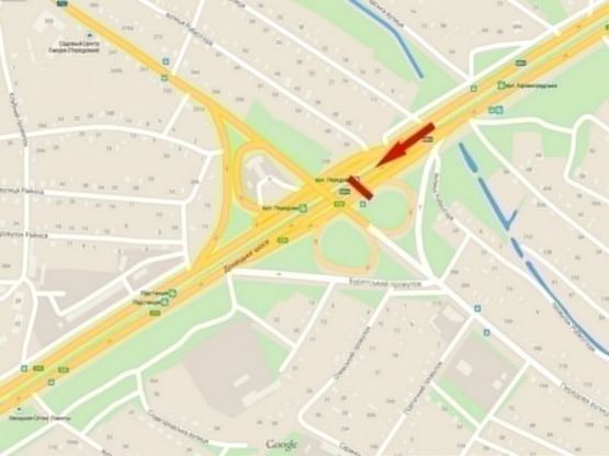 Схема рекламної площини за адресою Донецьке шосе - перед автосалоном "Сетаб"/Донецкое шоссе - перед автосалоном "Сетаб", виадук с ул.Передовой, поток движения к Кайдакскому мосту