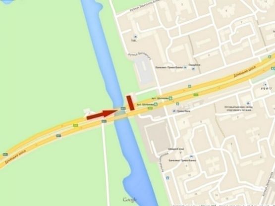 Схема рекламної площини за адресою Донецьке шосе - Кайдацький міст (в'їзд)/Донецкое шоссе - Кайдакский мост (въезд)