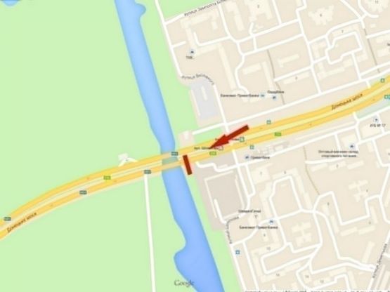 Схема рекламної площини за адресою Донецьке шосе - Кайдацький міст (з'їзд)/Донецкое шоссе - Кайдакский мост (съезд), поток движения на правый берег