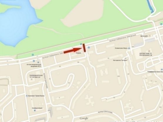 Схема рекламної площини за адресою вул. Наб. Заводська, ж/м Покровський, ринок /ул. Наб. Заводская, ж/м Комунар, рынок, McDonald's, станция метро Покровская