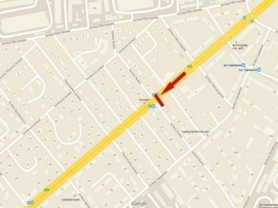 Схема рекламной плоскости по адресу пр-т. Івана Мазепи, 7 - вул. Володимира Самодриги/пр. Петровского, 7 - ул. Яшина, поток к пр.Металлургов