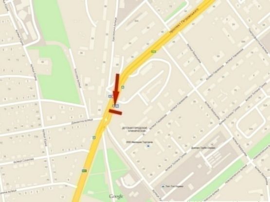 Схема рекламной плоскости по адресу пр-т. Івана Мазепи - вул. Киїська, ринок /пр. Петровского - ул. Киевская, рынок