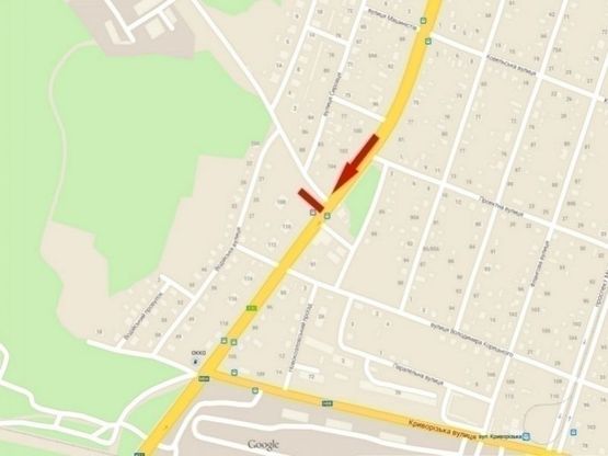 Схема рекламної площини за адресою вул. Київська - вул. Якова Острянина/ул. Киевская - ул. Сыровца