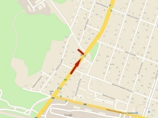 Схема рекламной плоскости по адресу вул. Київська - вул. Якова Острянина/ул. Киевская - ул. Сыровца