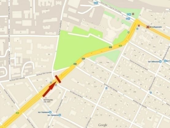 Схема рекламної площини за адресою пр-т. Івана Мазепи - вул. Кості Гордієнка "АТБ - маркет"/пр. Петровского - ул. Матлахова магазин "АТБ - маркет"