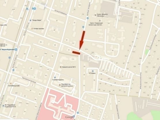 Схема рекламної площини за адресою вул. Надії Алексєєнко, 114 - кафе "Бакинський дворик" /ул. Чичерина, 114 - кафе "Бакинский дворик" , рядом ул.Рабочая, рынок Каверинский, супермаркет