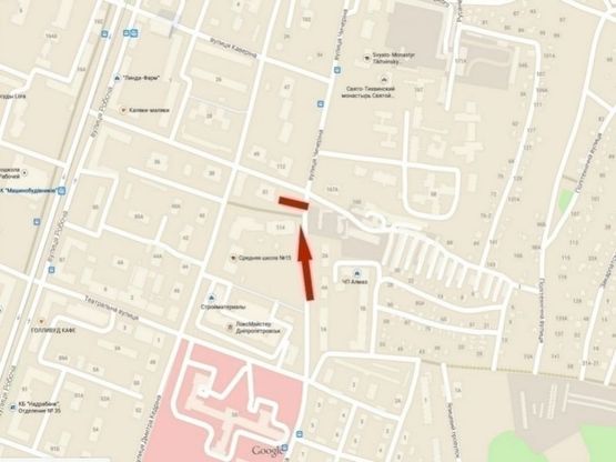 Схема рекламної площини за адресою вул. Надії Алексєєнко, 114 - кафе "Бакинський дворик" /ул. Чичерина, 114 - кафе "Бакинский дворик" , рядом ул.Рабочая, рынок Каверинский, супермаркет