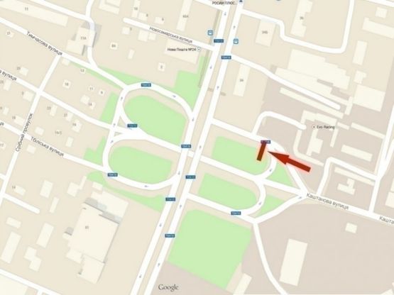 Схема рекламной плоскости по адресу вул. Каштанова - пр-т. Слобожанський, АЗС /ул. Каштановая - пр. газеты "Правда", АЗС