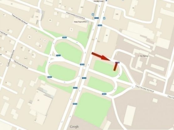 Схема рекламной плоскости по адресу вул. Каштанова - пр-т. Слобожанський, АЗС /ул. Каштановая - пр. газеты "Правда", АЗС