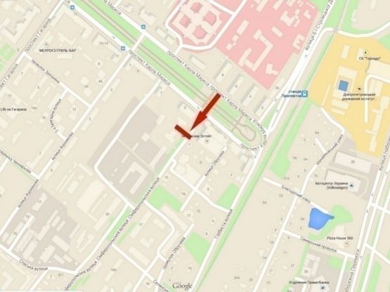 Схема рекламної площини за адресою вул. Сімферопольська - пр-т. Д. Яворницького/ул. Симферопольская - пр. К. Маркса