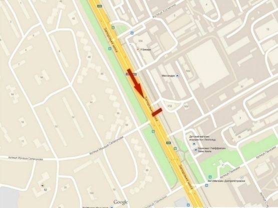 Схема рекламної площини за адресою Запорізьке шосе - вул. Панікахи, а/салон "Porsche"/Запорожское шоссе - ул. Паникахи, а/салон Порше , перед Эпицентром и Метро, жм Тополь 1-2-3