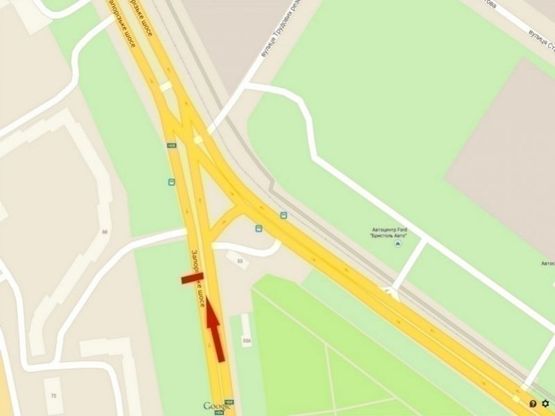 Схема рекламной плоскости по адресу Запорізьке шосе - шиний центр " Bridgestone"/Запорожское шоссе - шинный центр " Bridgestone", рядом Метро и Эпицентр