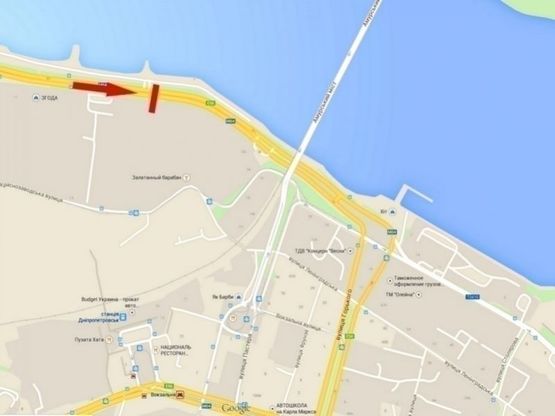 Схема рекламної площини за адресою вул. Наб. Заводська, перед залізничним мостом, у центр /ул. Наб. Заводская, перед ж/д мостом, в центр