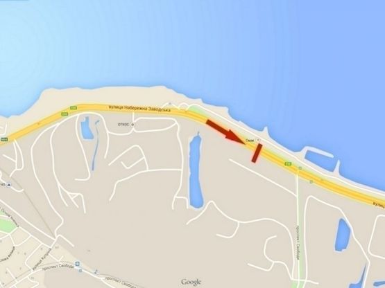 Схема рекламной плоскости по адресу вул. Наб. Заводська, напроти кафе "Смак", у центр/ул. Наб. Заводская, напротив кафе "Смак", в центр