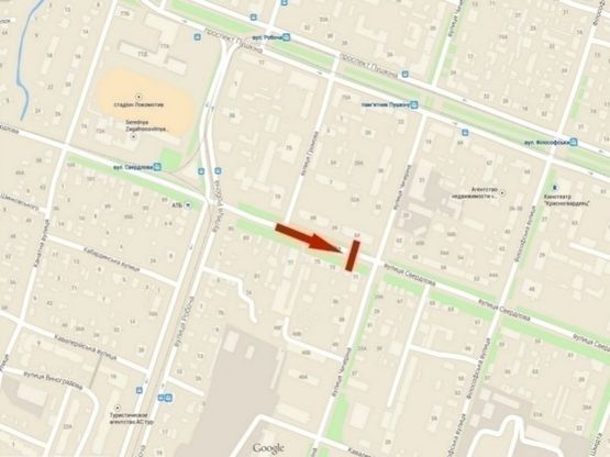 Схема рекламной плоскости по адресу вул. Володимира Антоновича, 73 - вул. Надії Алексеенко/ул. Свердлова, 73 - ул. Чичерина