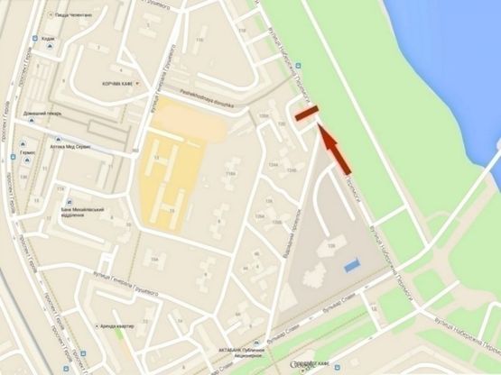 Схема рекламной плоскости по адресу вул. Наб. Перемоги, 120/ул. Наб. Победы, 120, МакДональдс, пляжи, супермаркет, клуб английского языка БигБен