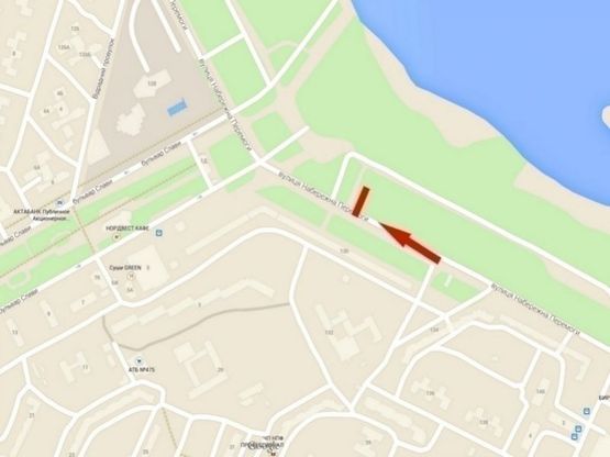 Схема рекламной плоскости по адресу вул. Наб. Перемоги, 130/ул. Наб. Победы, 130, шинный центр Bridgestone, рядом Южный мост