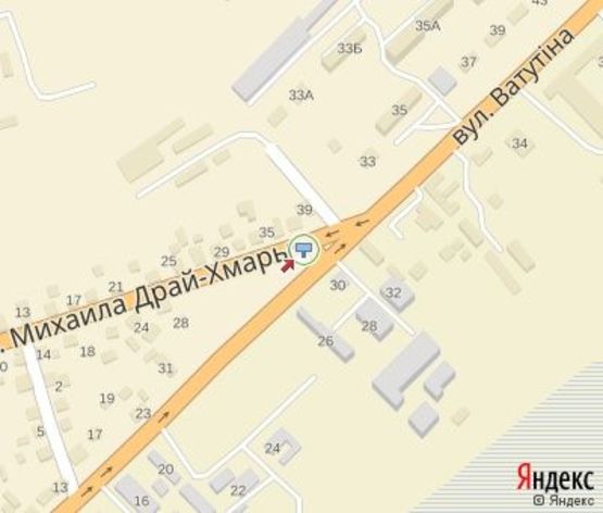 Схема рекламной плоскости по адресу Ватутина ул. - Драйхмары ул.